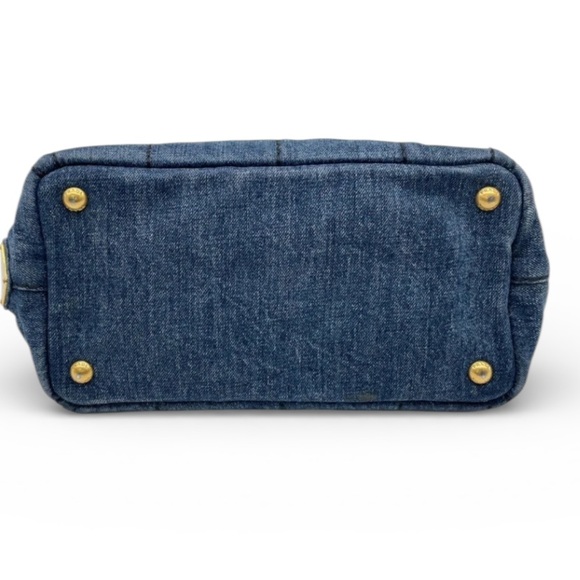 Authentic Prada luxury designer signature denim Canapa tote bag with strap - Picture 6 of 16